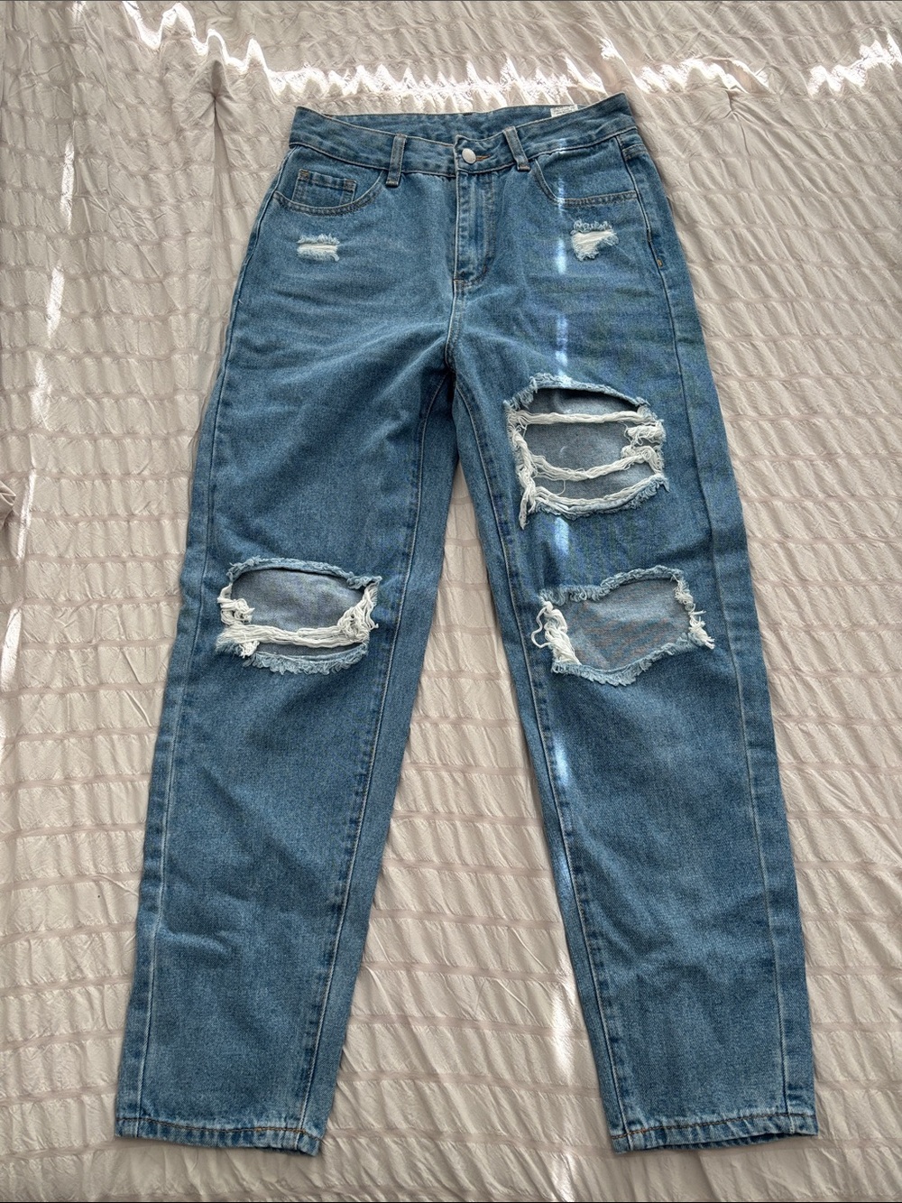Distressed Light Blue Boyfriend Jeans